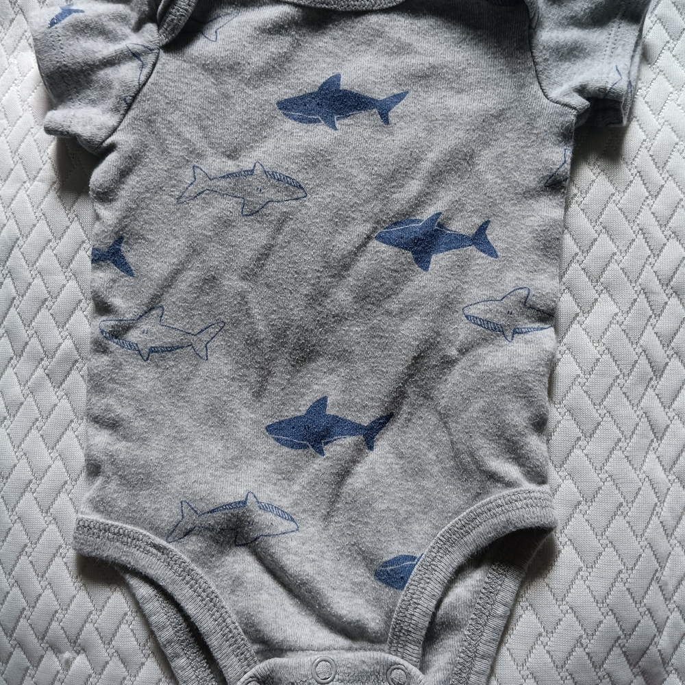 Carter's Gray and Blue Shark Bodysuit